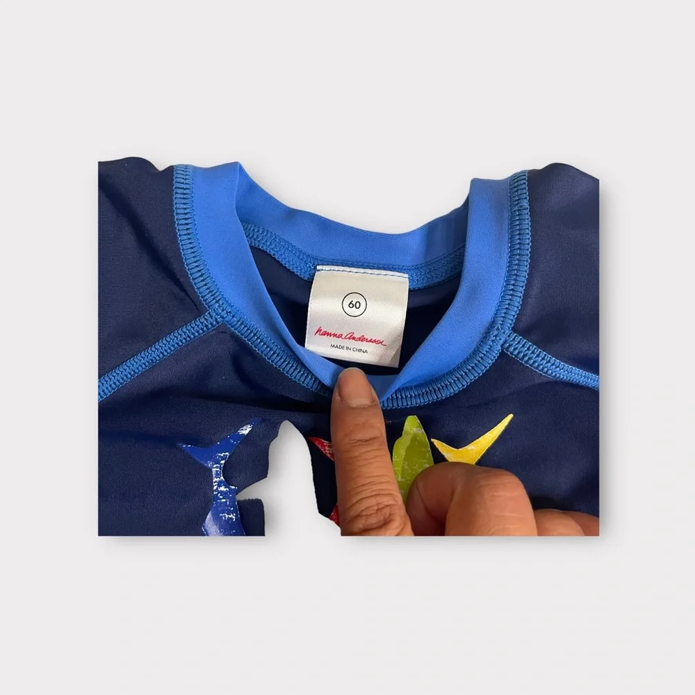 Hanna Andersson Colorful Shark Blue Rash Guard